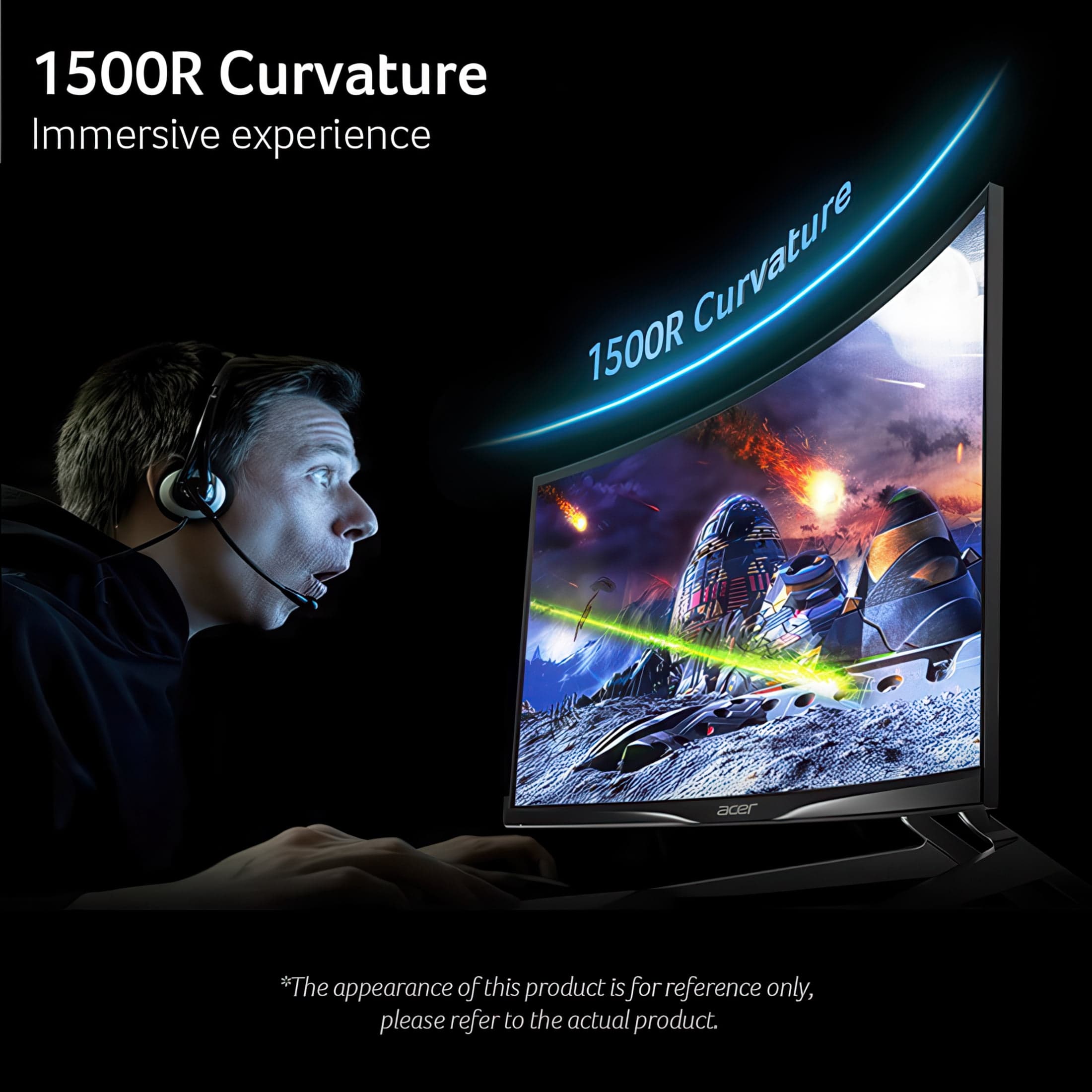 Acer Nitro ED0 Series Gaming Monitor 27" 1920 x 1080) Curved Full HD Widescreen with AMD FreeSync Technology, 180Hz ED270R S3biip